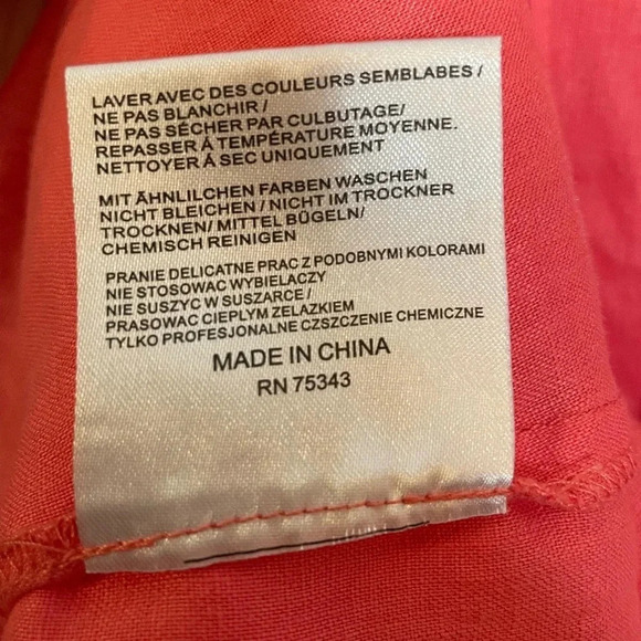 Malvin Hamburg Germany Linen Shirt Womens Large Salmon/Pink ButtonUp Embroidered - Picture 5 of 8